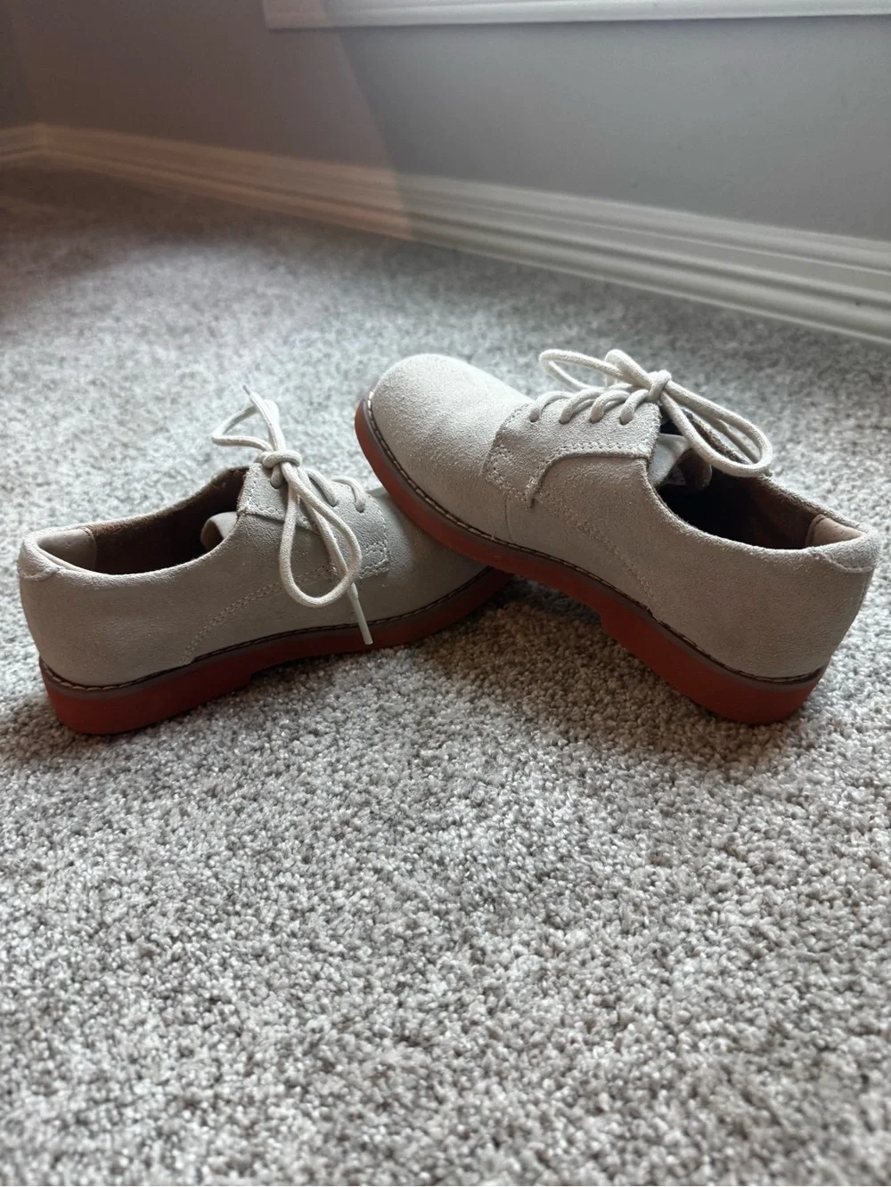 Florsheim Kids white/grey leather suede Lace-Up Dress Shoes